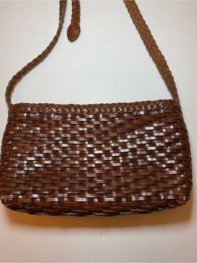 Woven Basketweave Brown Leather Crossbody/Shoulder Bag by CEM
